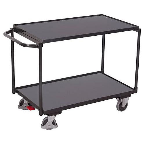 Policový vozík s madlem, do 250 kg, 2 police, 85 x 102,5 x 52,5 cm, šedý