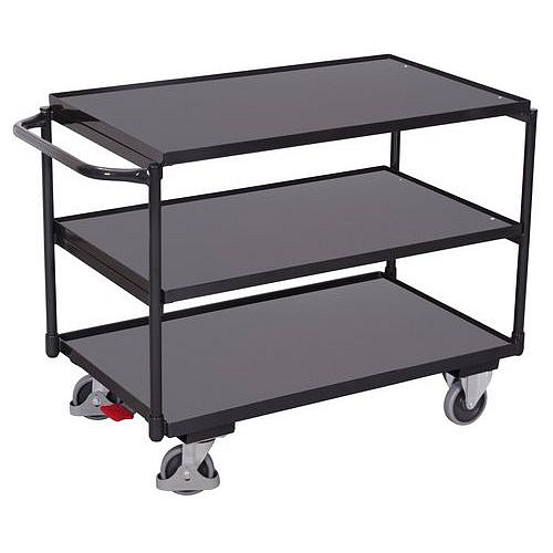 Policový vozík s madlem, do 250 kg, 3 police, 85 x 102,5 x 52,5 cm, šedý