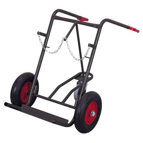 Rudl RU210 na 2 svařovací láhve s opěrným kolem, do 200 kg, s nafukovacími koly, šedý