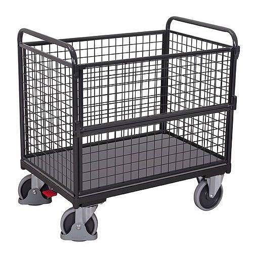 Vozík se 4 mřížovými stěnami, do 500 kg, 126 x 81,5 x 109,5 cm, šedý