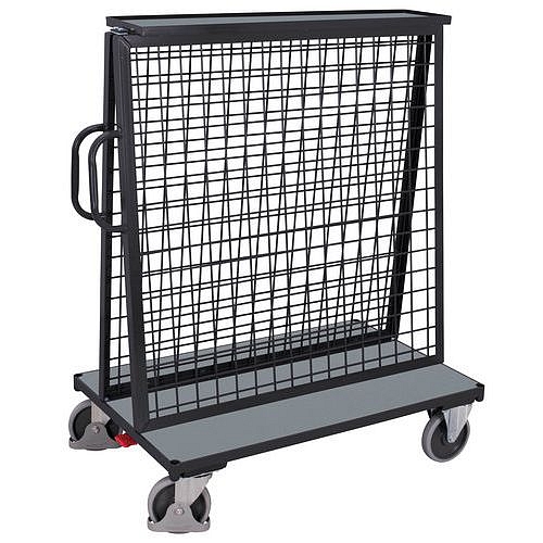 Vozík s nástavbou pro zavěšení materiálu, s vrchní policí, do 500 kg, šedý