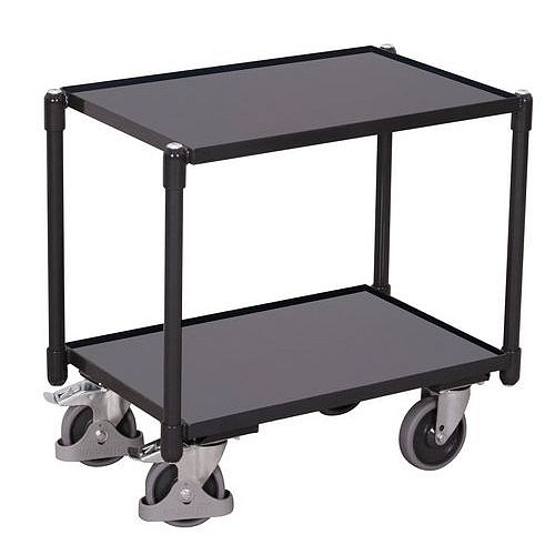 Policový vozík Euro systém dolly, 2 police, 10mm hrana, 67,5 x 41,5 x 63,5 cm, šedý
