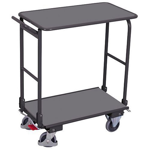 Skládací policový vozík, 2 police, 89 x 45 x 97 cm, šedý