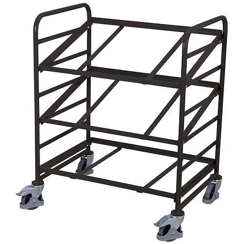 Policový vozík Euro na přepravky se šikmými policemi, 3 police, 93,5 x 66,5 x 112,5 cm, šedý