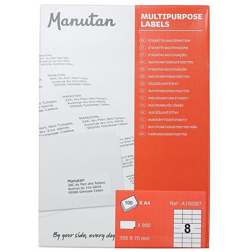 Samolepící etikety Manutan Expert, 10,5 x 7 cm