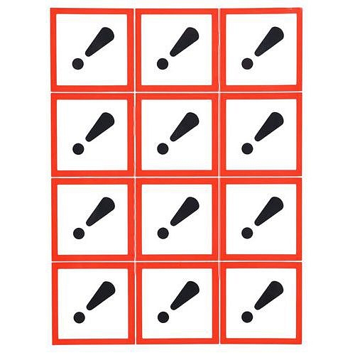 Výstražné CLP tabulky Manutan Expert - Nebezpečné látky - vykřičník, samolepicí, 12 ks