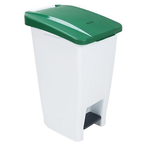 Plastový odpadkový koš Manutan Expert, objem 60 l, bílý/zelený