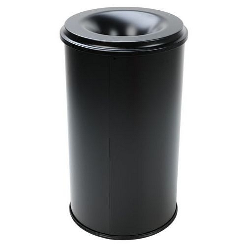 Kovový samozhášecí odpadkový koš Manutan Expert Safe, objem 50 l, černý
