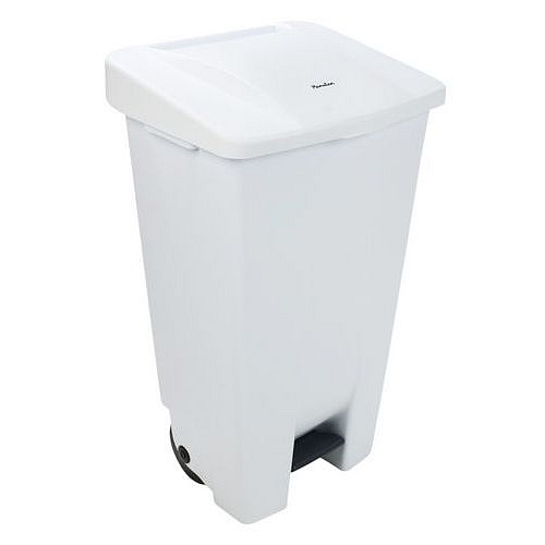 Plastový odpadkový koš Manutan Expert Handy, objem 120 l, bílý/bílý