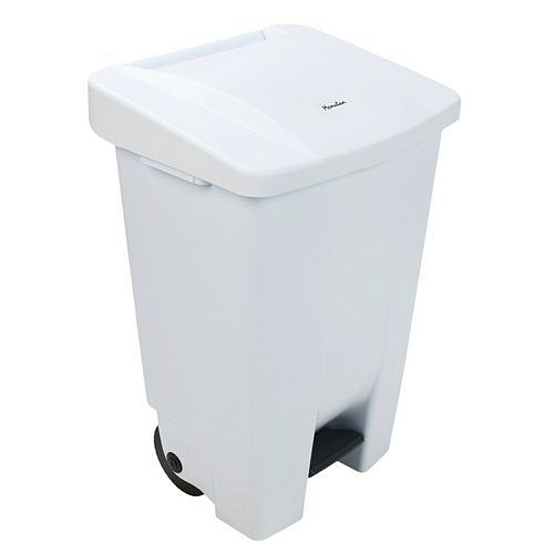 Plastový odpadkový koš Manutan Expert Handy, objem 80 l, bílý/bílý