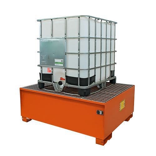 Ocelová záchytná vana pod IBC kontejner, oranžová, 272 x 165 x 35 cm