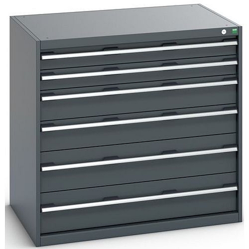 Dílenská zásuvková skříň Bott Cubio 200, 100 x 105 x 75 cm, 6 zásuvek, antracit-antracit