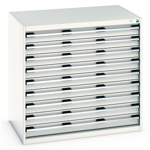 Dílenská zásuvková skříň Bott Cubio 200, 100 x 105 x 75 cm, 9 zásuvek, šedá-šedá