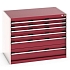 Dílenská zásuvková skříň Bott Cubio 200, 80 x 105 x 75 cm, 6 zásuvek, šedá-červená