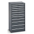 Dílenská zásuvková skříň Bott Cubio 200, 160 x 80 x 65 cm, 11 zásuvek, antracit-antracit