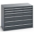 Dílenská zásuvková skříň Bott Cubio 200, 100 x 130 x 75 cm, 6 zásuvek, antracit-antracit