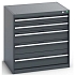 Dílenská zásuvková skříň Bott Cubio 200, 80 x 80 x 65 cm, 5 zásuvek, antracit-antracit