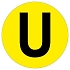 Kulatá samolepicí značka na zem, písmeno U