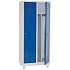 Svařovaná šatní skříň s mezistěnou Manutan Expert DURO PROFI na nohách, 2 oddíly, šedá/modrá, cylindrický zámek
