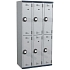Svařovaná šatní skříň Acial, 3 sloupce, 6 boxů, 300 mm, kódový zámek, šedá/šedá