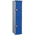 Svařovaná šatní skříň Acial, 1 sloupec, 2 boxy, 400 mm, kódový zámek, šedá/modrá