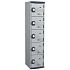 Svařovaná šatní skříň Acial, 1 sloupec, 5 boxů, 400 mm, kódový zámek, šedá/šedá