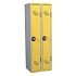 Svařovaná šatní skříň Acial, 2 oddíly, 300 mm, otočný uzávěr, šedá/žlutá