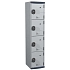 Svařovaná šatní skříň Acial, 1 sloupec, 4 boxy, 400 mm, cylindrický zámek, šedá/šedá