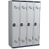 Svařovaná šatní skříň Acial, 4 oddíly, 300 mm, cylindrický zámek, šedá/šedá