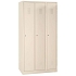Svařovaná šatní skříň Manutan Expert DURO PROFI 3 oddíly, béžová/béžová, cylindrický zámek