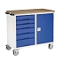 Údržový zásuvkový vozík Bott Verso, 98 x 105 x 60 cm, 6 zásuvek, skříňka, multiplex, šedá-modrá