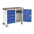 Údržový zásuvkový vozík Bott Verso, 98 x 105 x 60 cm, 5 zásuvek, skříňka, multiplex, šedá-modrá