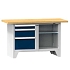 Modulární dílenský stůl PS1-4, 1500 x 700 x 880 mm, BUK, šedá-tmavě modrá