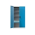 Kovová dílenská skříň na nářadí SK1, 1950 x 1044 x 625 mm, 4 police a 2 zásuvky, šedá/modrá