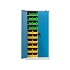 Skříň s boxy UK1-B21, 950 x 400 x 1950 mm, šedá-modrá