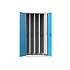 Vertikální skříň s výsuvnými perfopanely, 1044 x 655 x 1950 mm, 4 x panel, šedá-modrá
