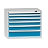 Zásuvková skříň ZG4, 1037 x 753 x 840 mm, šedá-modrá