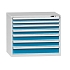 Zásuvková skříň ZG5, 1037 x 753 x 840 mm, šedá-modrá