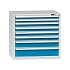 Zásuvková skříň ZG5, 1037 x 753 x 990 mm, šedá-modrá