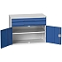 Dílenská zásuvková skříň Bott Verso, 80 x 105 x 55 cm, 2 zásuvky, 1 skříňka, šedá-modrá