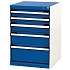 Dílenská zásuvková skříň Bott Cubio, 60 x 52,5 x 65 cm, 5 zásuvek, šedá-modrá