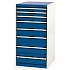 Dílenská zásuvková skříň Bott Cubio, 120 x 65 x 65 cm, 8 zásuvek, šedá-modrá