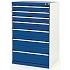 Dílenská zásuvková skříň Bott Cubio, 120 x 80 x 65 cm, 7 zásuvek, šedá-modrá