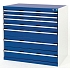 Dílenská zásuvková skříň Bott Cubio, 100 x 105 x 65 cm, 7 zásuvek, šedá-modrá