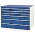 Dílenská zásuvková skříň Bott Cubio, 90 x 130 x 75 cm, 6 zásuvek, šedá-modrá