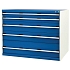 Dílenská zásuvková skříň Bott Cubio, 100 x 130 x 75 cm, 5 zásuvek, šedá-modrá