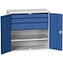 Dílenská skříň se zásuvkami Bott Verso, 100 x 105 x 55 cm, 1 police, 3 zásuvky, šedá-modrá
