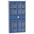Dílenská skříň policová Bott Verso, drátěné dveře, 4 police, 200 x 105 x 35 cm, šedá-modrá