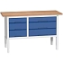 Dílenský stůl Bott Verso, výškově nastavitelný, 83-93 x 150 x 60 cm, multiplex, 3 zásuvek, šedá-modrá