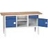 Dílenský stůl Bott Verso, výškově nastavitelný, 83-93 x 175 x 60 cm, multiplex, 2 zásuvky, 1 police, 2 skříňky, šedá-modrá